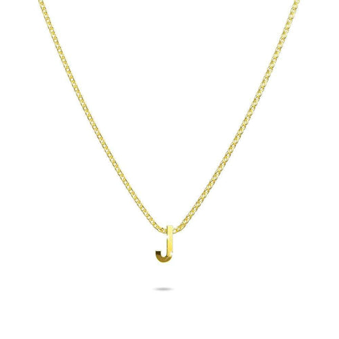 Initials Brick Alphabet Letter Necklace Gold Layered Steel Jewellery
